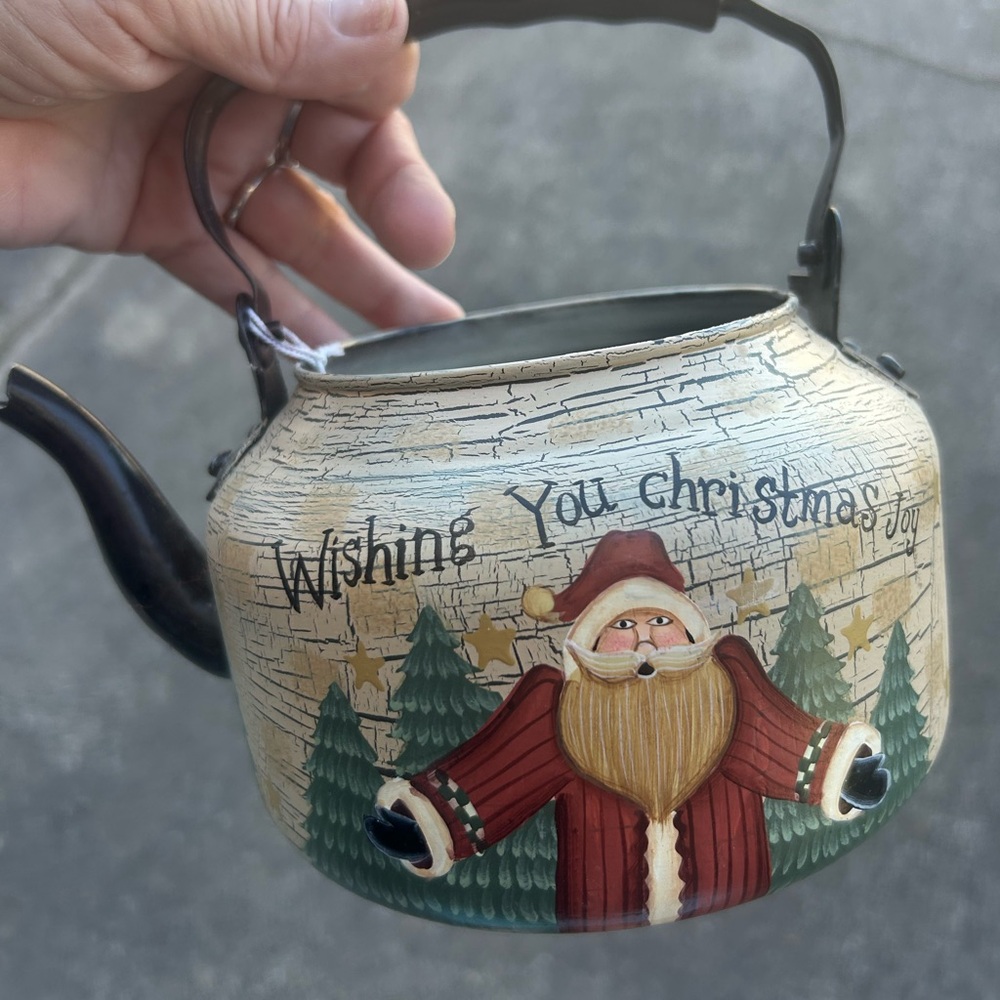 vintage Crazy Mountain Christmas teapot, Wishing You Christmas Joy" HG106
